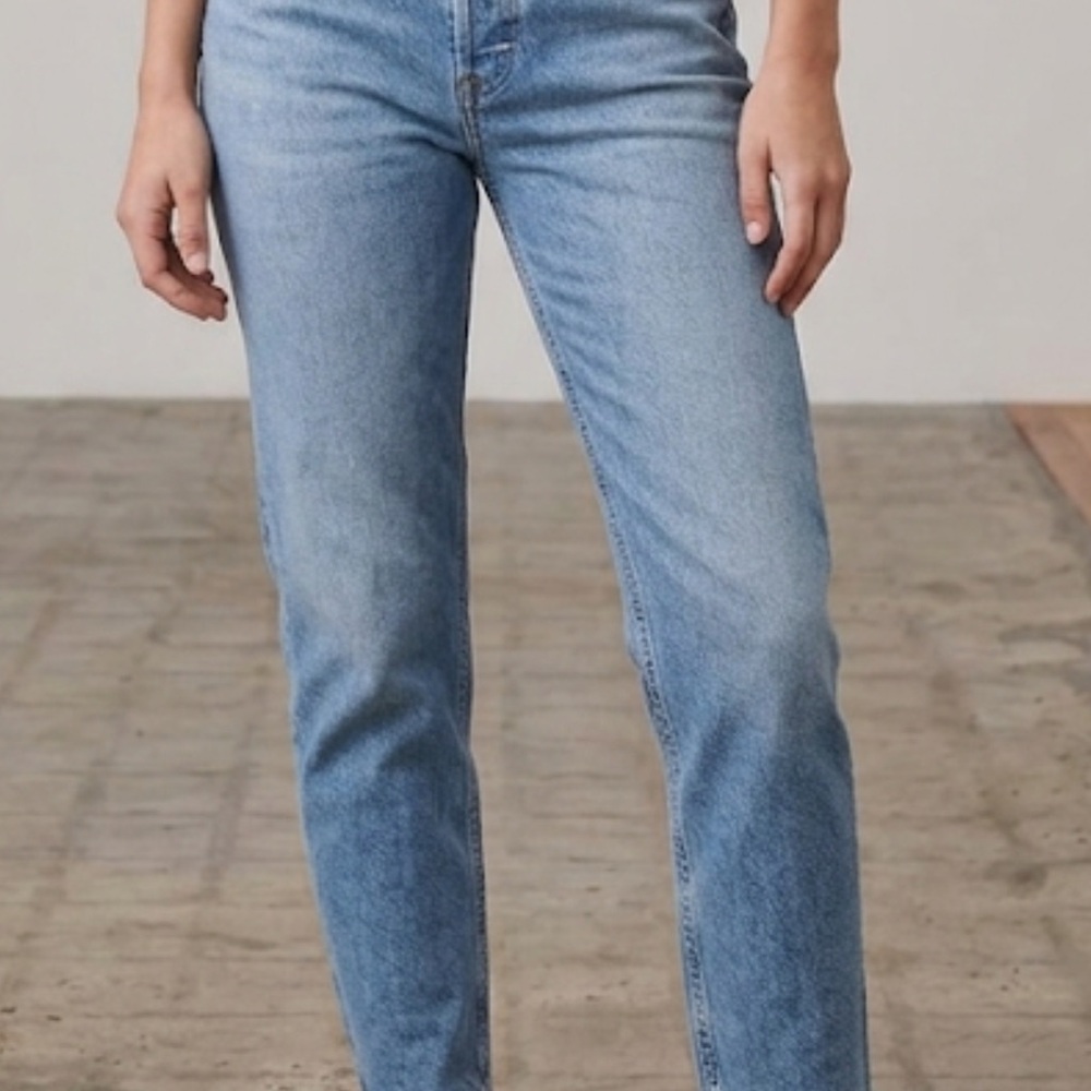 Agolde Button fly stretch medium Blue Straight Leg Jeans Like New ….EUC - Picture 2 of 6